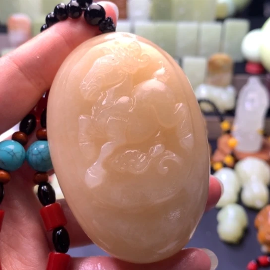 石材方解石手把件