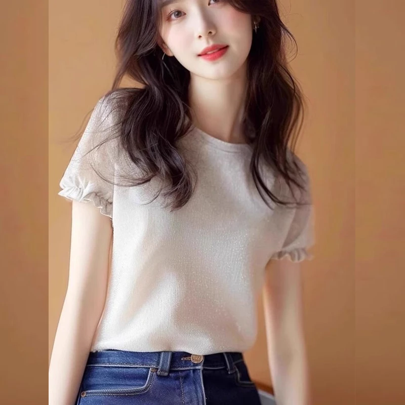 白色正肩短袖T恤女2025新款欧货小衫设计感小众别致绝美上衣夏季