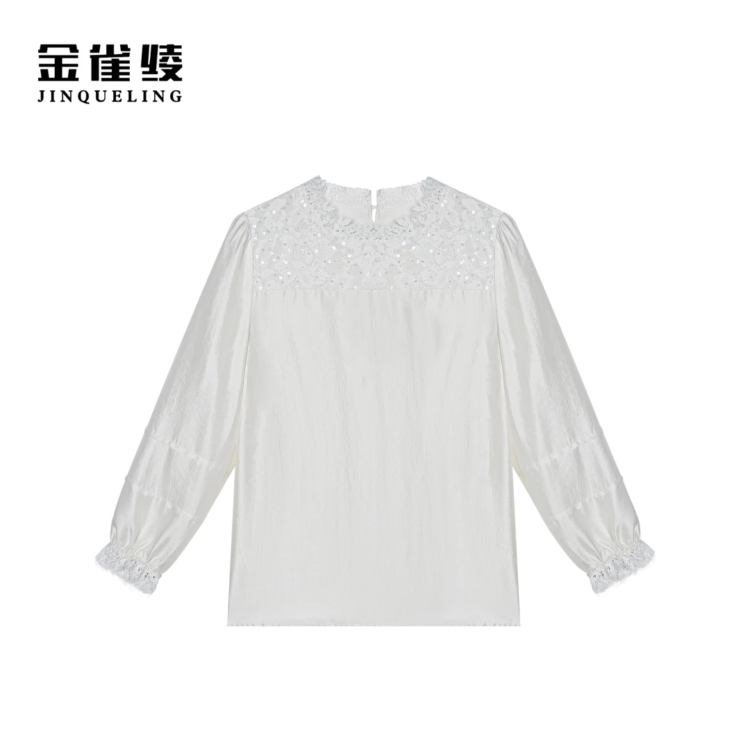 金雀绫【名门淑女】法式轻奢蕾丝气质百搭立领衬衫SZA1S029
