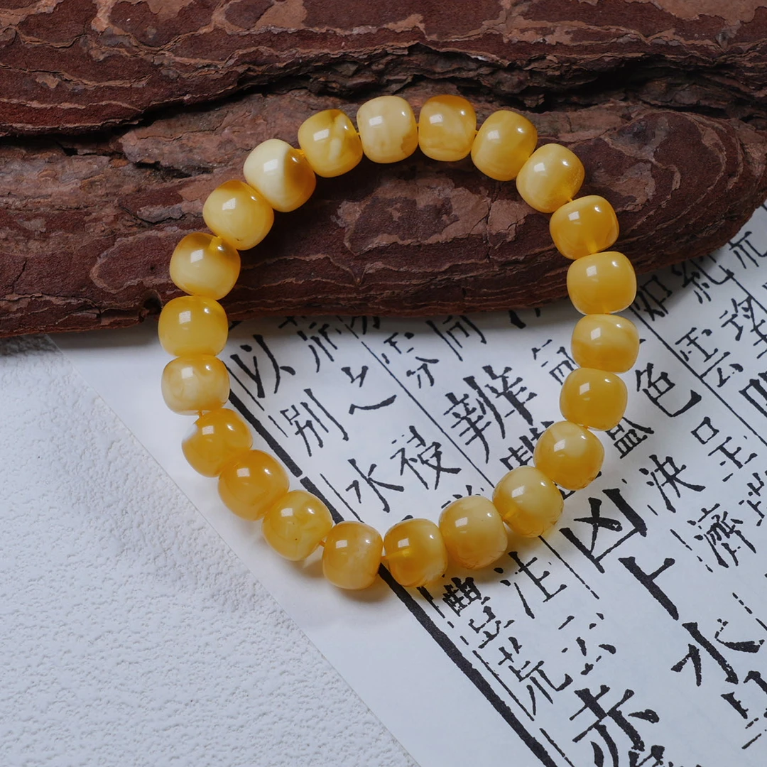 天然琥珀蜜蜡老型珠10m+手串