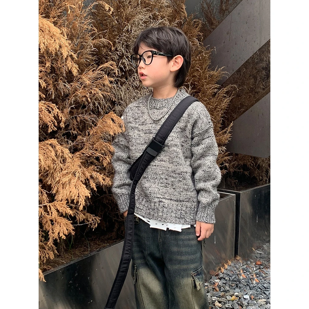 in 爱:qm25儿童圆领毛衣男童韩版洋气上衣中小童冬季毛衣24025