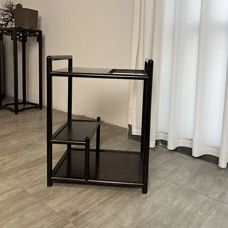 家用紫光檀东非黑黄檀茶水柜茶室茶车长53cm宽43cm高70cm