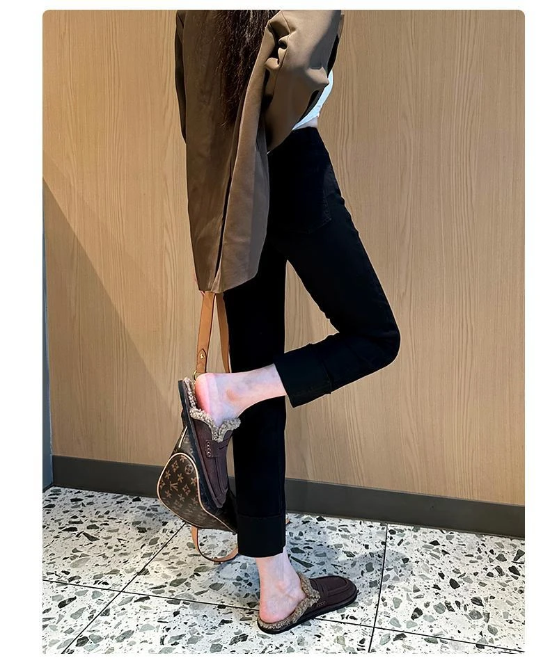 （品质）蓝色九分高腰牛仔裤女装新款窄版显瘦直筒裤八九分烟管裤子