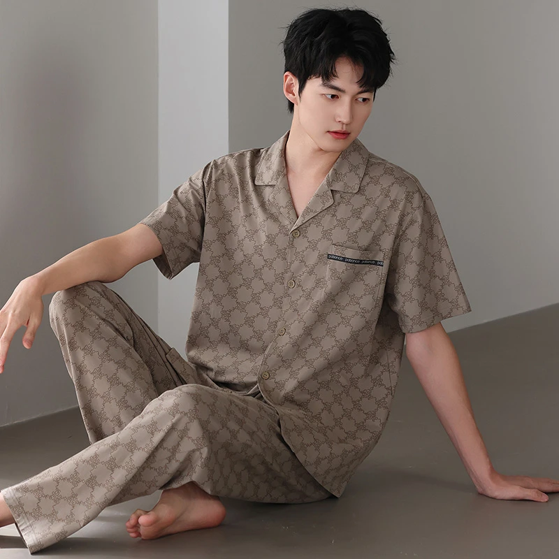 【凉感爽棉】睡衣男纯棉套装凉感开衫短袖长裤男士家居服中年男生