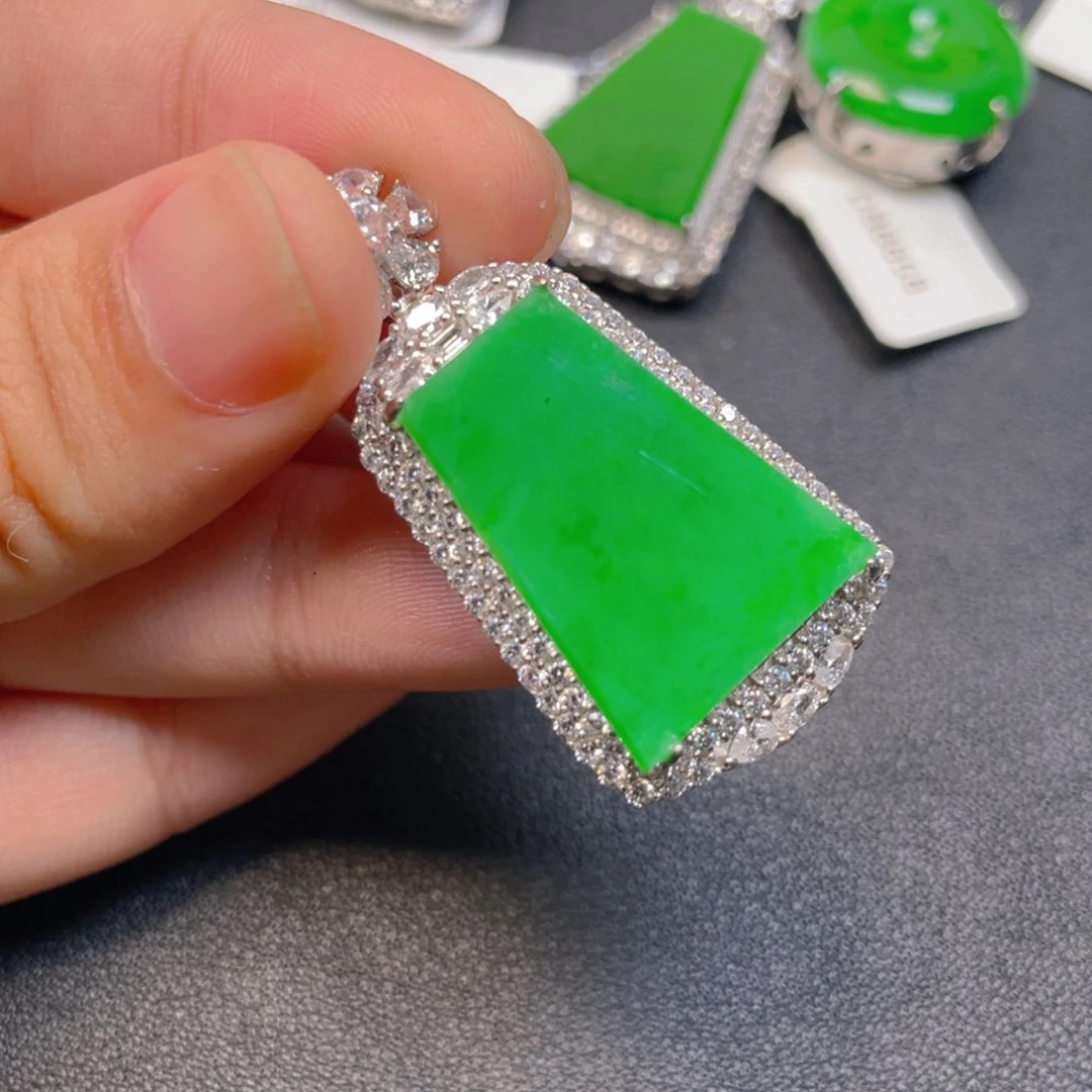 翡翠银S925镶嵌吊坠(不含链)