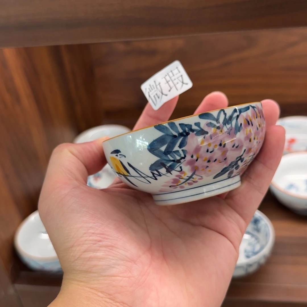 釉下手绘茶具微瑕