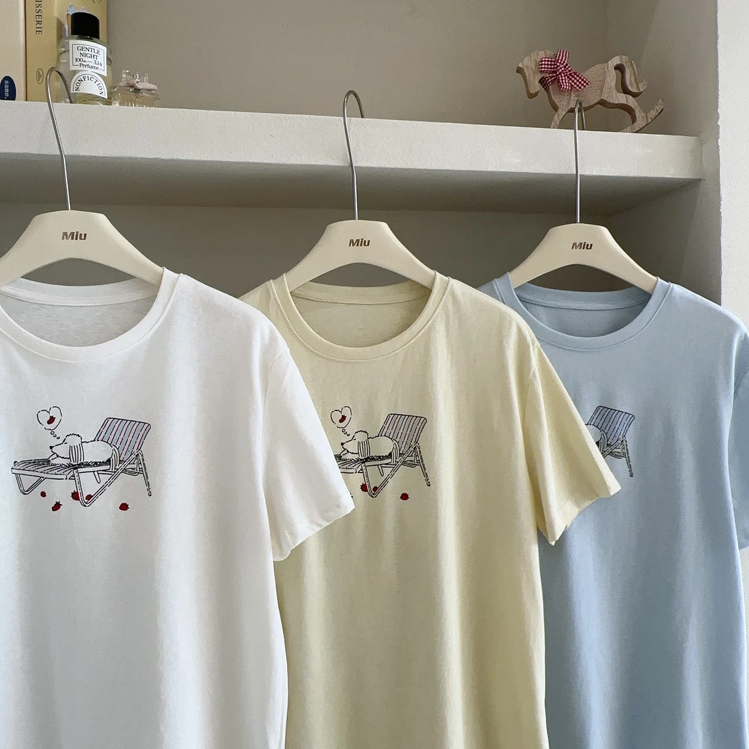 0240【夏季新款】躺平狗狗沙滩椅圆领短袖（1742）