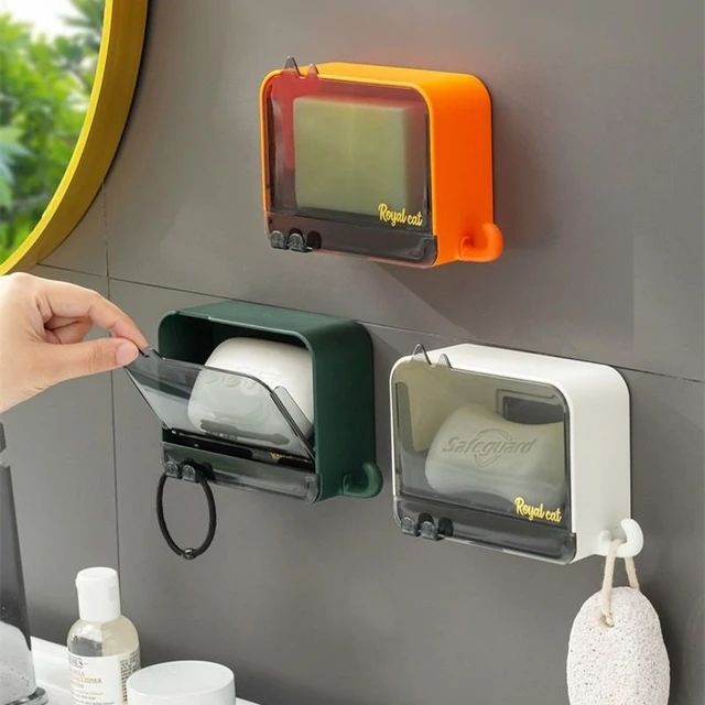 肥皂盒壁挂式沥水家用免打孔双层置物架卫生间香皂盒轻奢收纳带盖