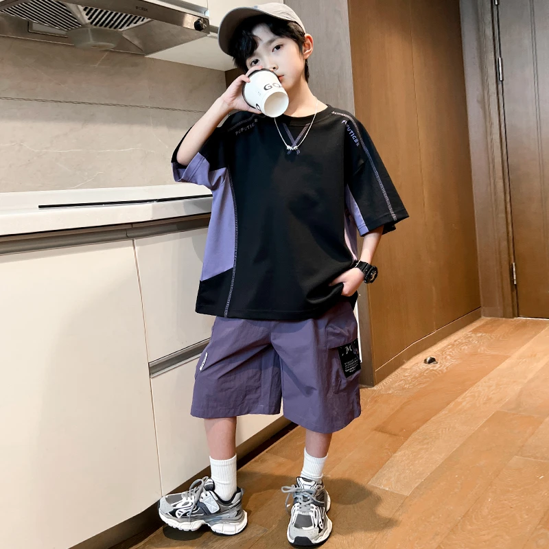 男童夏季儿童套装2025新款儿童休闲时尚男童套装【锦丽】B5078