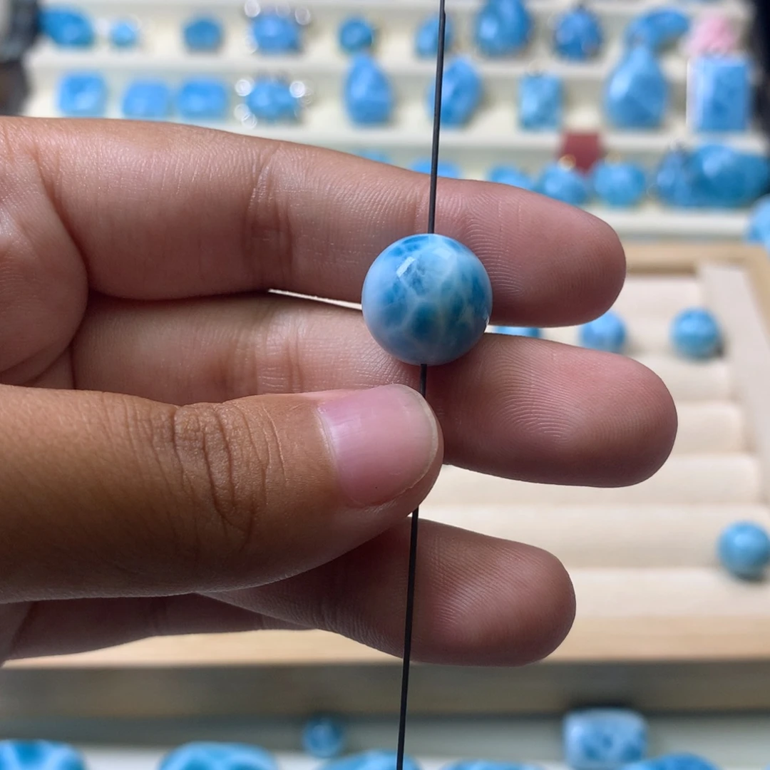 针钠钙石（海纹石）未镶嵌珠宝半成品暖*喵