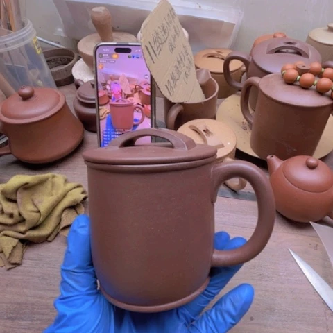 茶杯紫砂壹全手工底槽青焊瓦