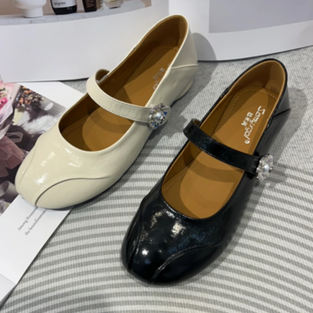 思2532-6圆头学院风低跟一字带纯色玛丽珍通勤日常单鞋