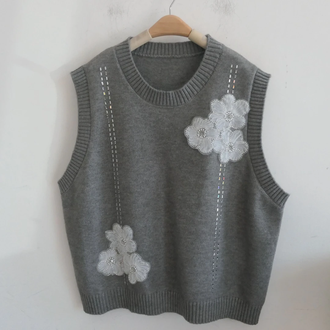 JZ-99-01新款珠花针织马甲