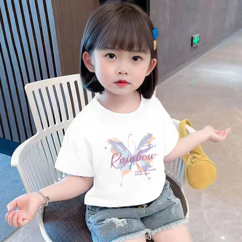 女童短袖t恤夏季时尚百搭卡通纯棉半袖休息宽松宝宝正肩体恤上衣