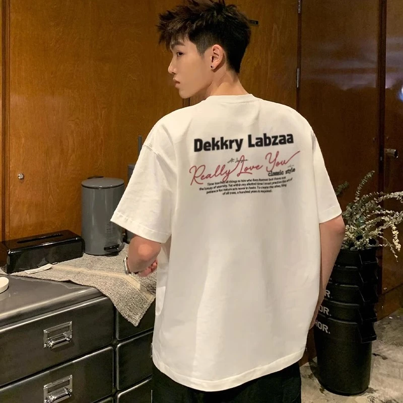 jtrt潮牌港风创意字母印花短袖t恤男女夏季宽松百搭圆领纯棉上衣