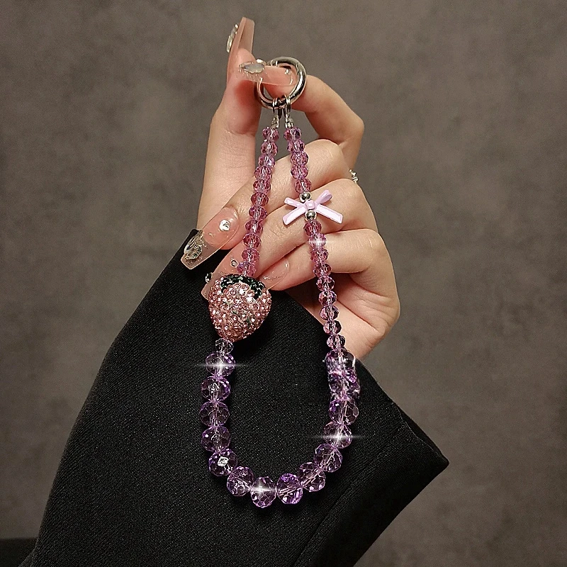 ins同款手机挂绳高级感水晶手腕挂链手工串珠手链DIY创意水钻挂件
