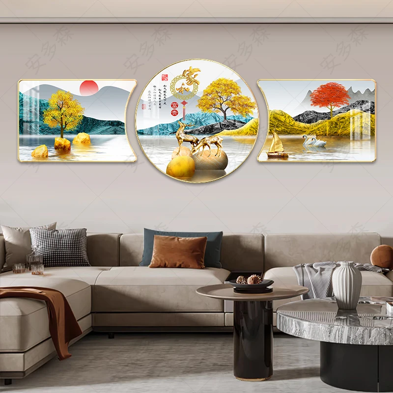 T17日照金山客厅沙发背景墙新款珠联璧合装饰画好寓意款式壁挂画