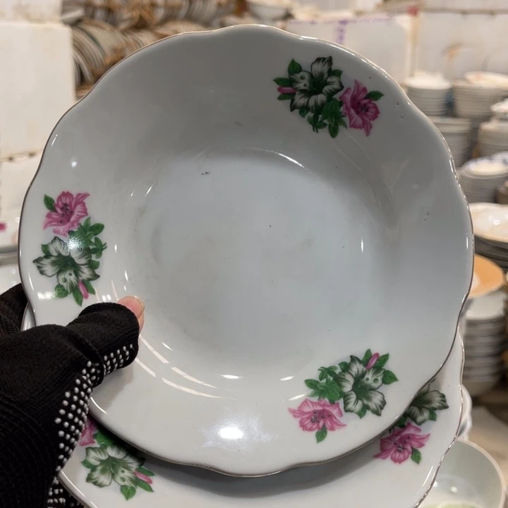 陶瓷醴陵高温老厂瓷1775厘米盘，微瑕