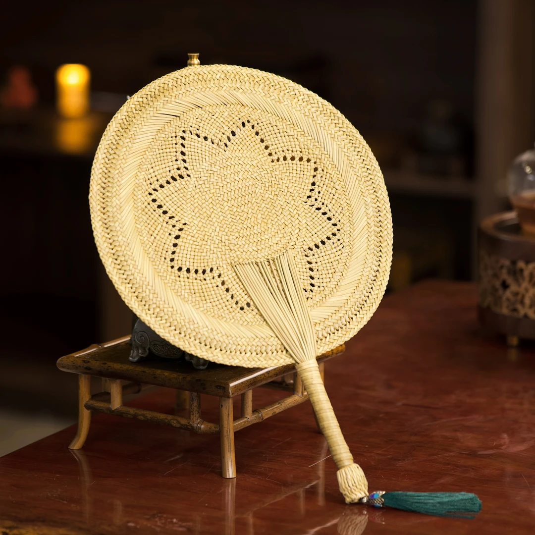 纯手工编织蒲草扇夏季纳凉儿童宝宝驱蚊中国风老式扇子天然草编