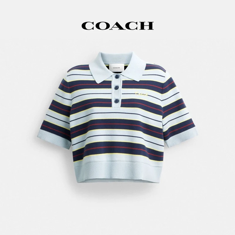 COACH/蔻驰 短款条纹POLO衫