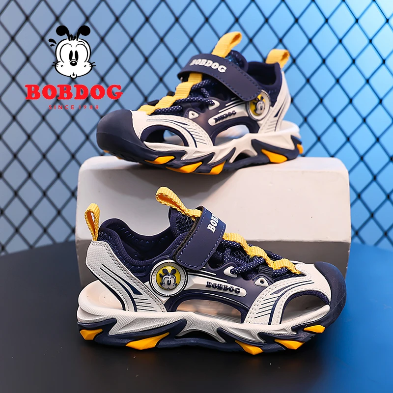 巴布豆李宁精选童鞋男童凉鞋包头防滑2025夏款儿童粘扣沙滩鞋防滑