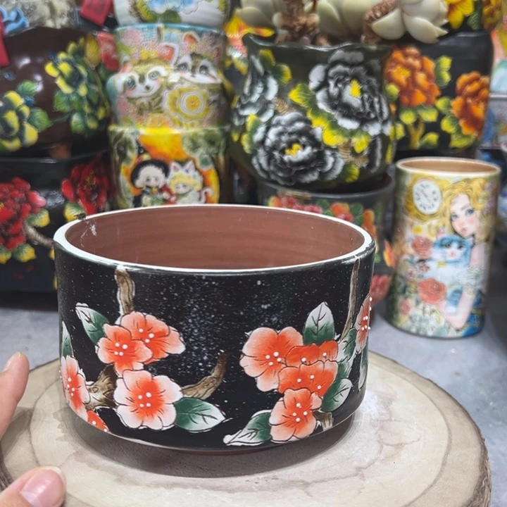 景德镇红陶精品手绘陶瓷