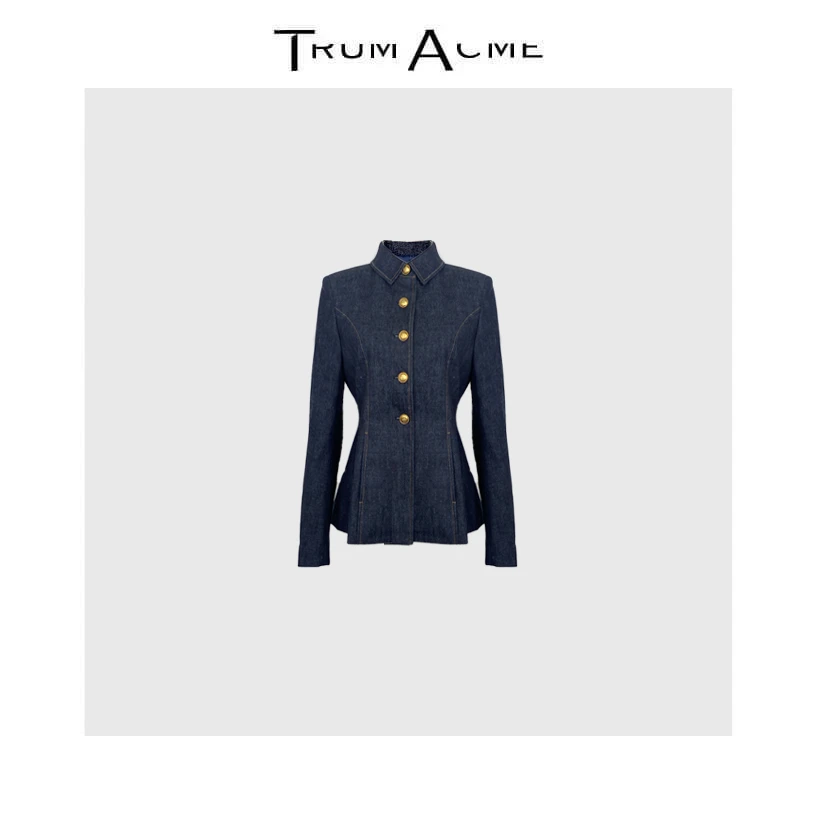TrunAcme~2025秋季新款修身开衫牛仔外套休闲风长袖设计师