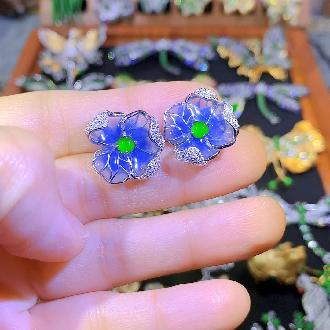 吊坠(不含链)银S925镶嵌翡翠