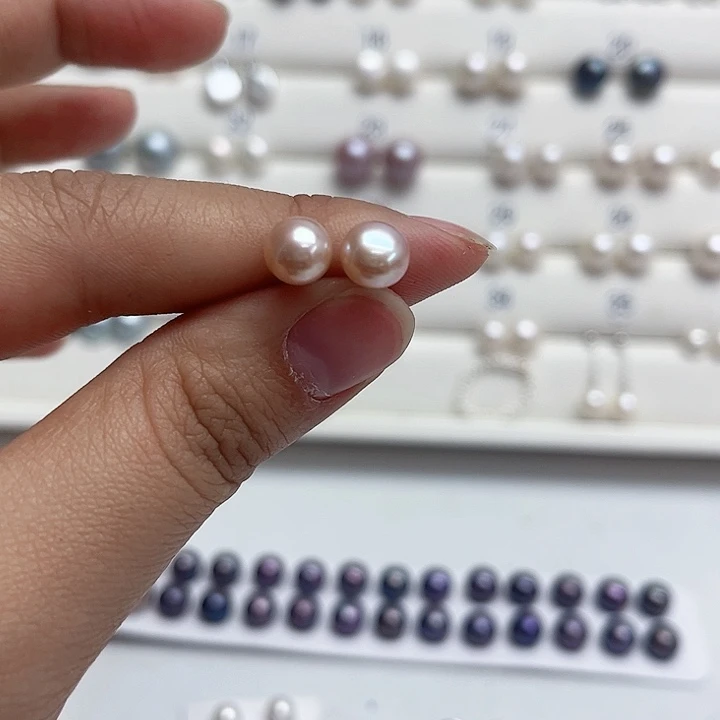 银S925镶嵌耳饰淡水珍珠