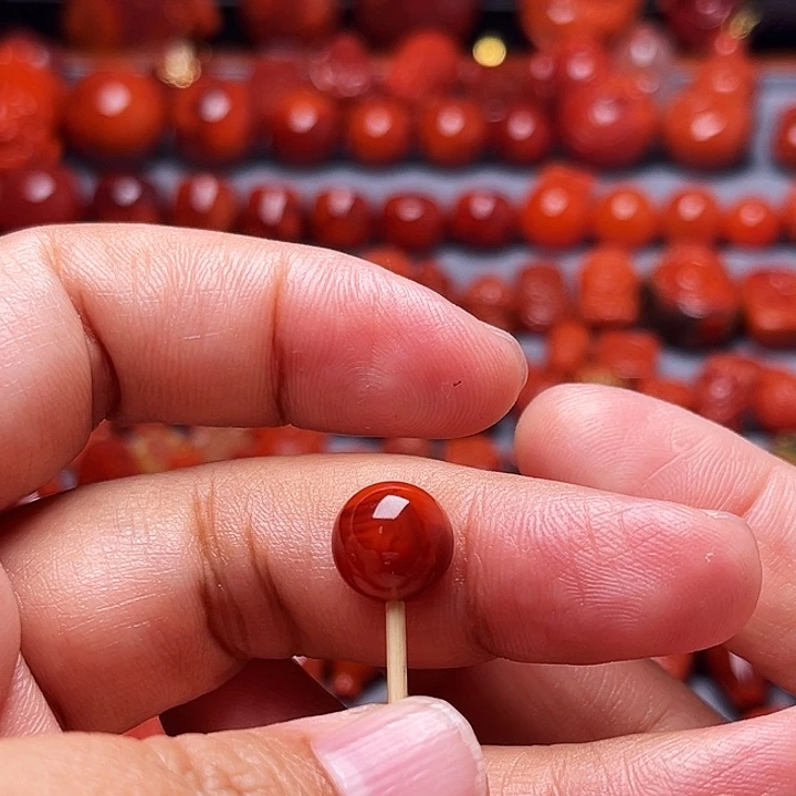 南红玛瑙未镶嵌配饰牛血火焰纹圆珠10.2mm