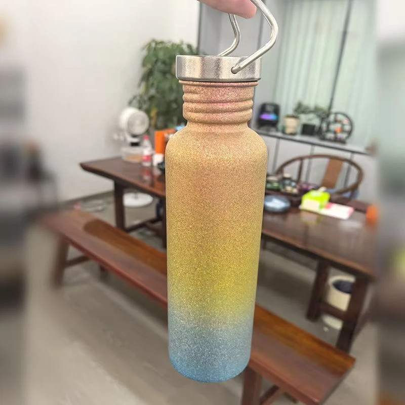 纯钛运动水壶钛杯纯钛水杯大冰花炫彩送杯套