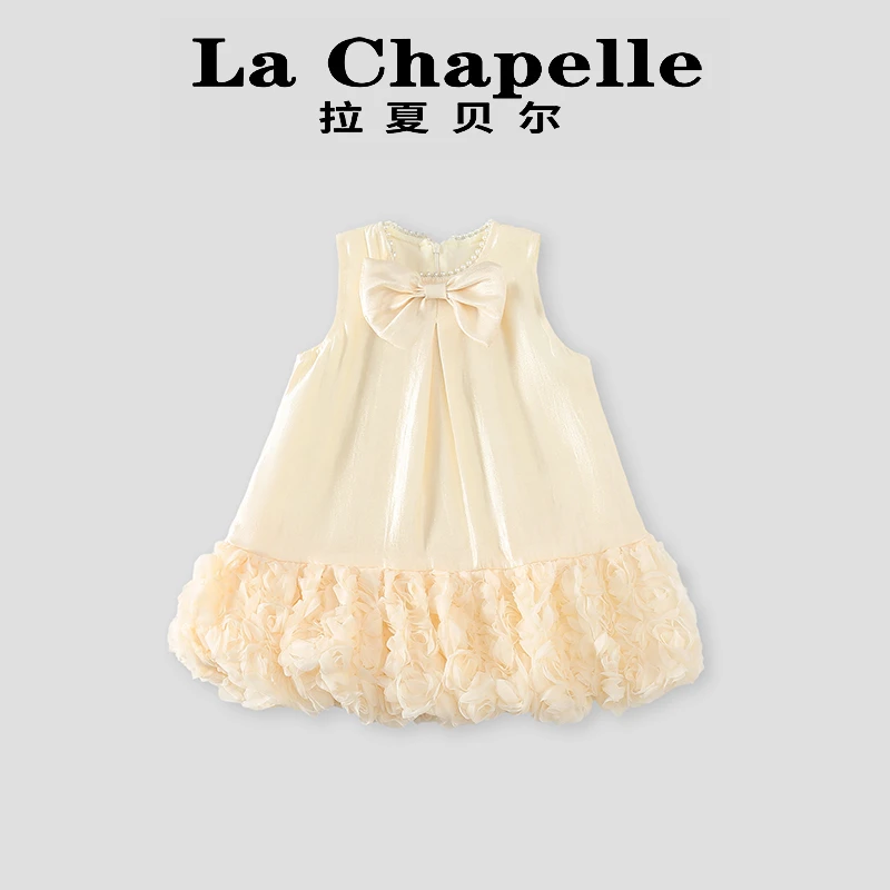 La Chapelle【拉夏贝尔】夏季新款儿童花朵蝴蝶结连衣裙LD111