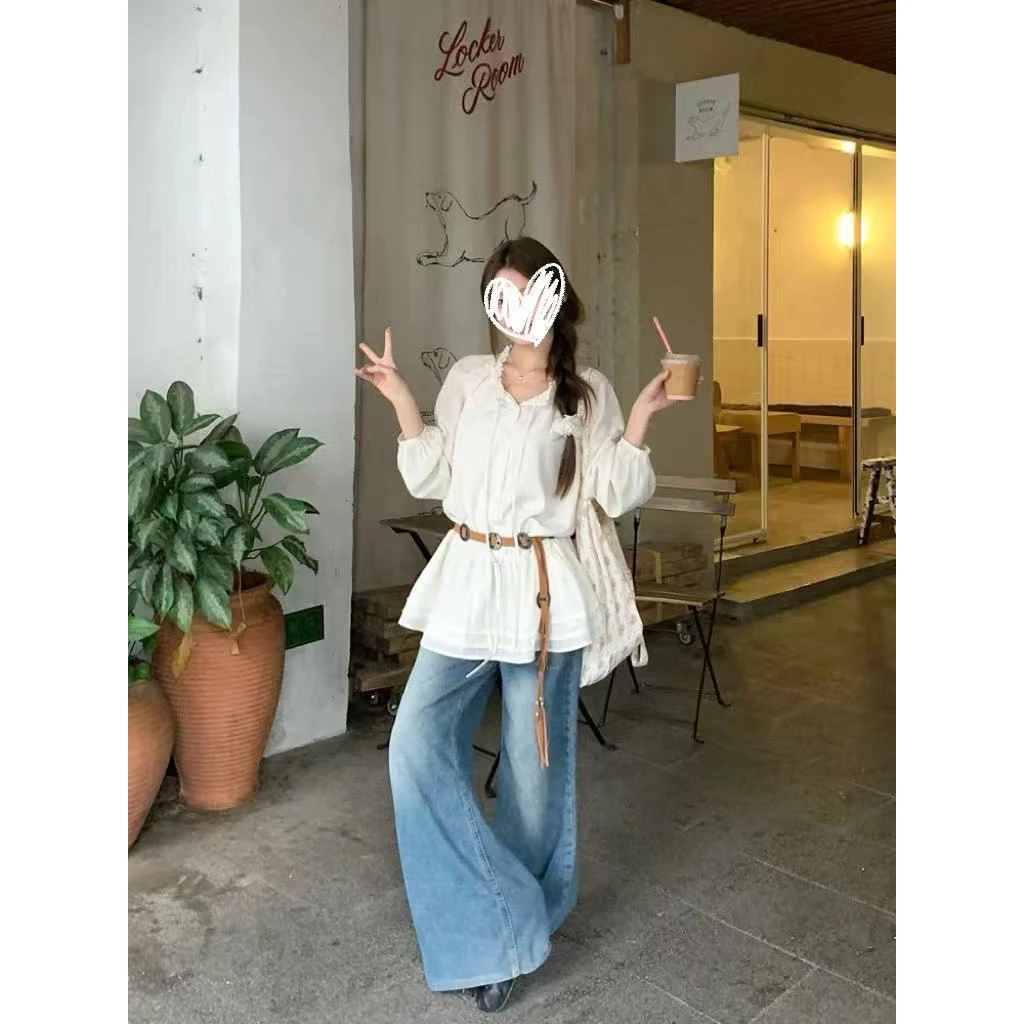 早秋新款大码女装长袖上衣修身显瘦学院风法式防晒气质小衫