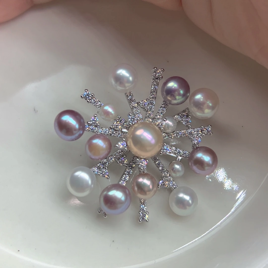 合金淡水珍珠炫彩极光天然珍珠