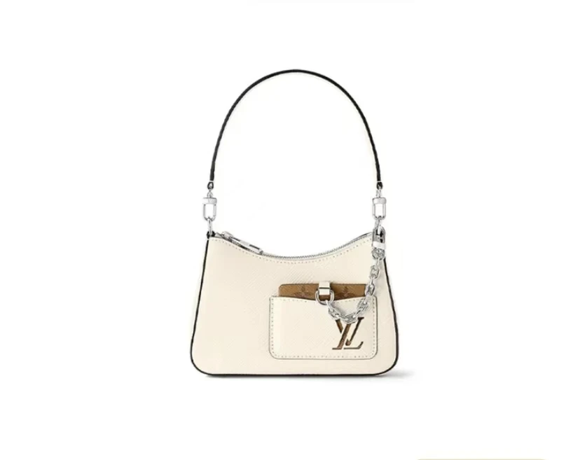 95新 LouisVuitton/路易威登 白银小号水波纹Marelle（少零钱包）