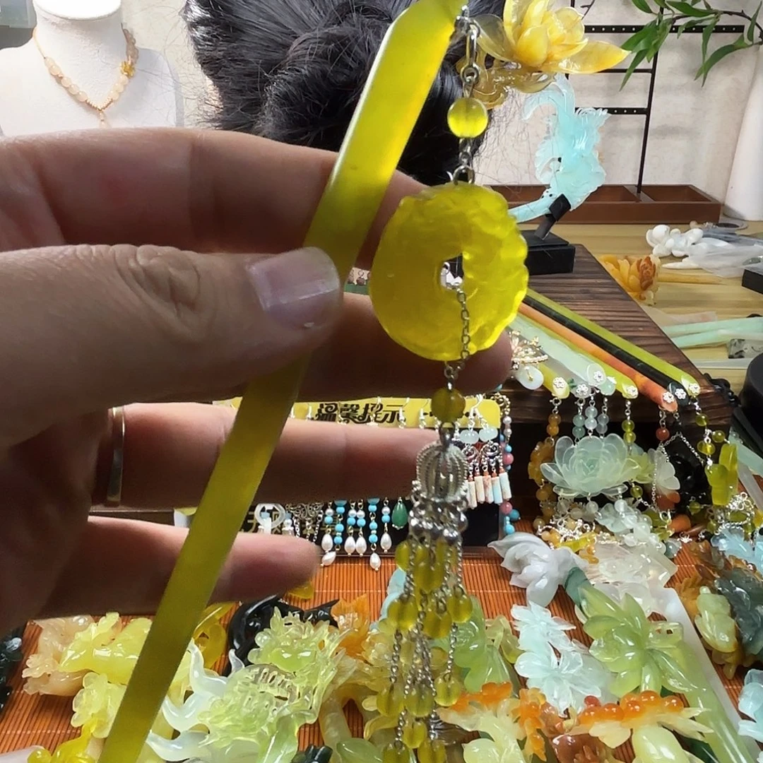 蛇纹石玉合金发饰