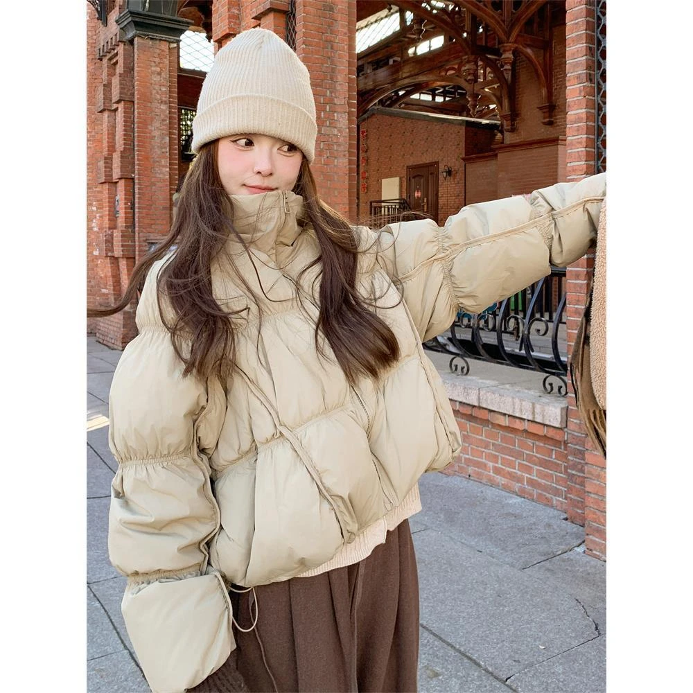 藕节袖设计感短款羽绒服女冬季2025新款温柔风奶乎乎爆款小清新