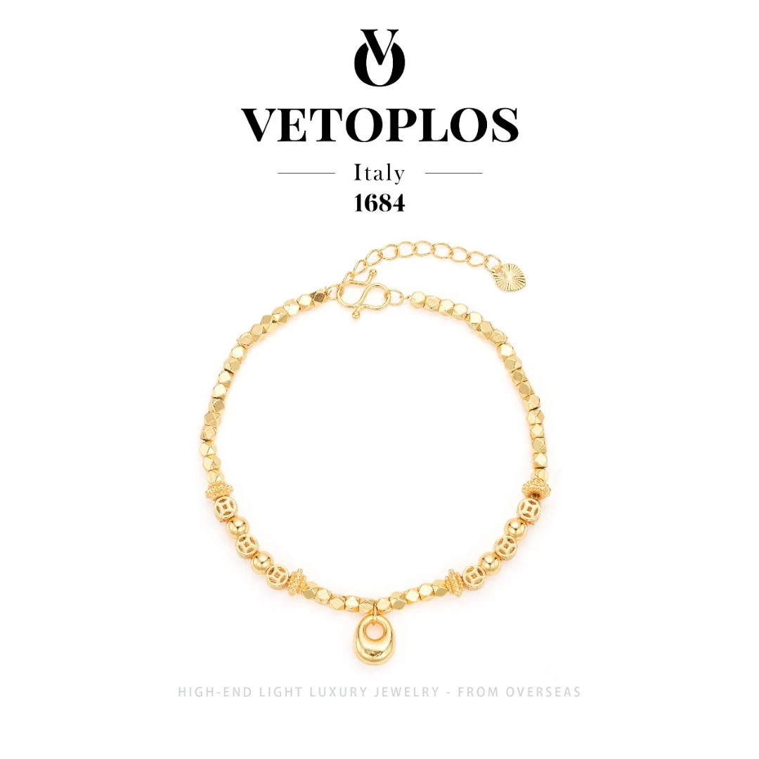 镀k金【福意生财】Vetoplos国风传统铜钱轻奢手链 F3781