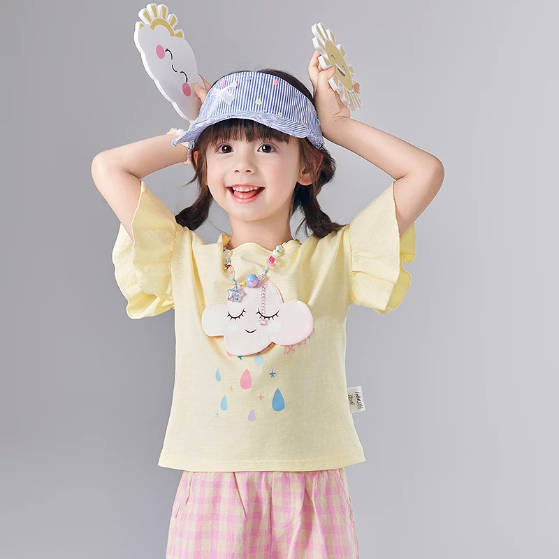 笛莎童装儿童女童T恤夏季新款小童时尚洋气百搭圆领T恤-312520401