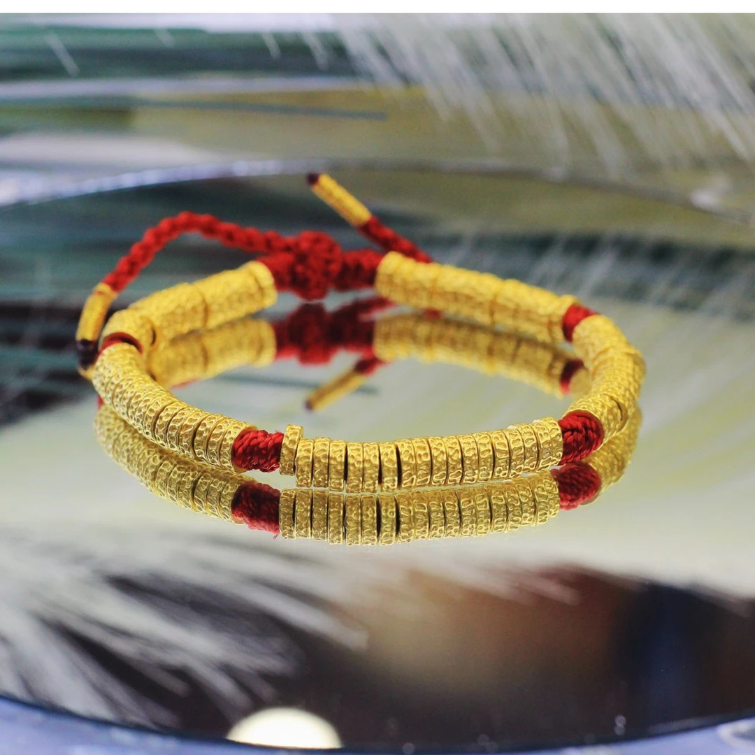 足银手链 盘缠手链钱串子五帝钱手工编织红手串气质时尚百搭