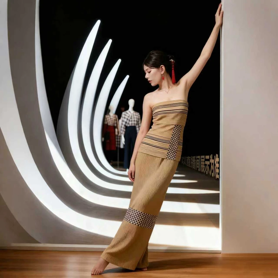 时尚英伦高定格纹打底衫121091