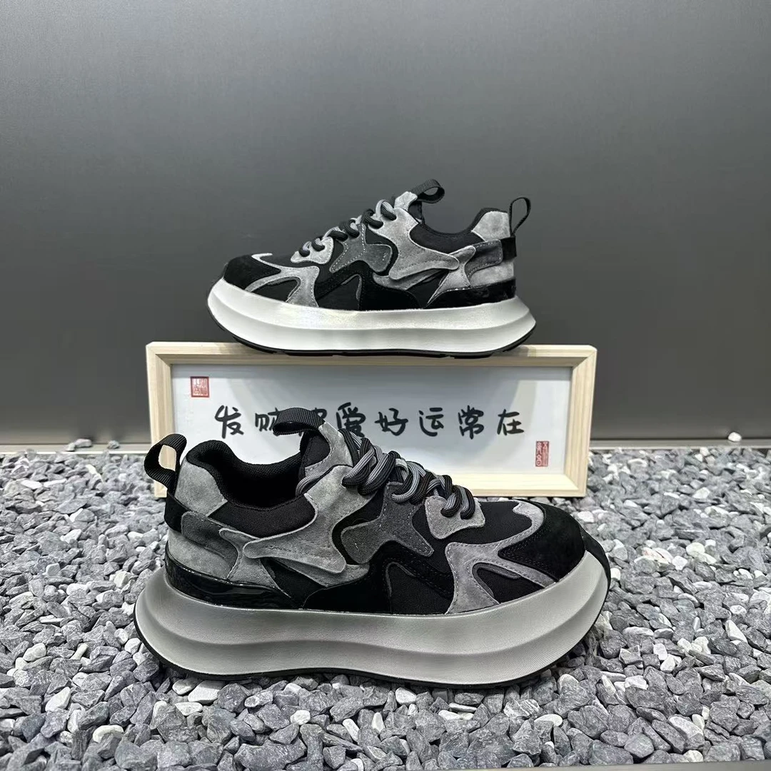 男鞋新款2025拼色复古潮流个性百搭时尚舒适软底运动男款休闲鞋