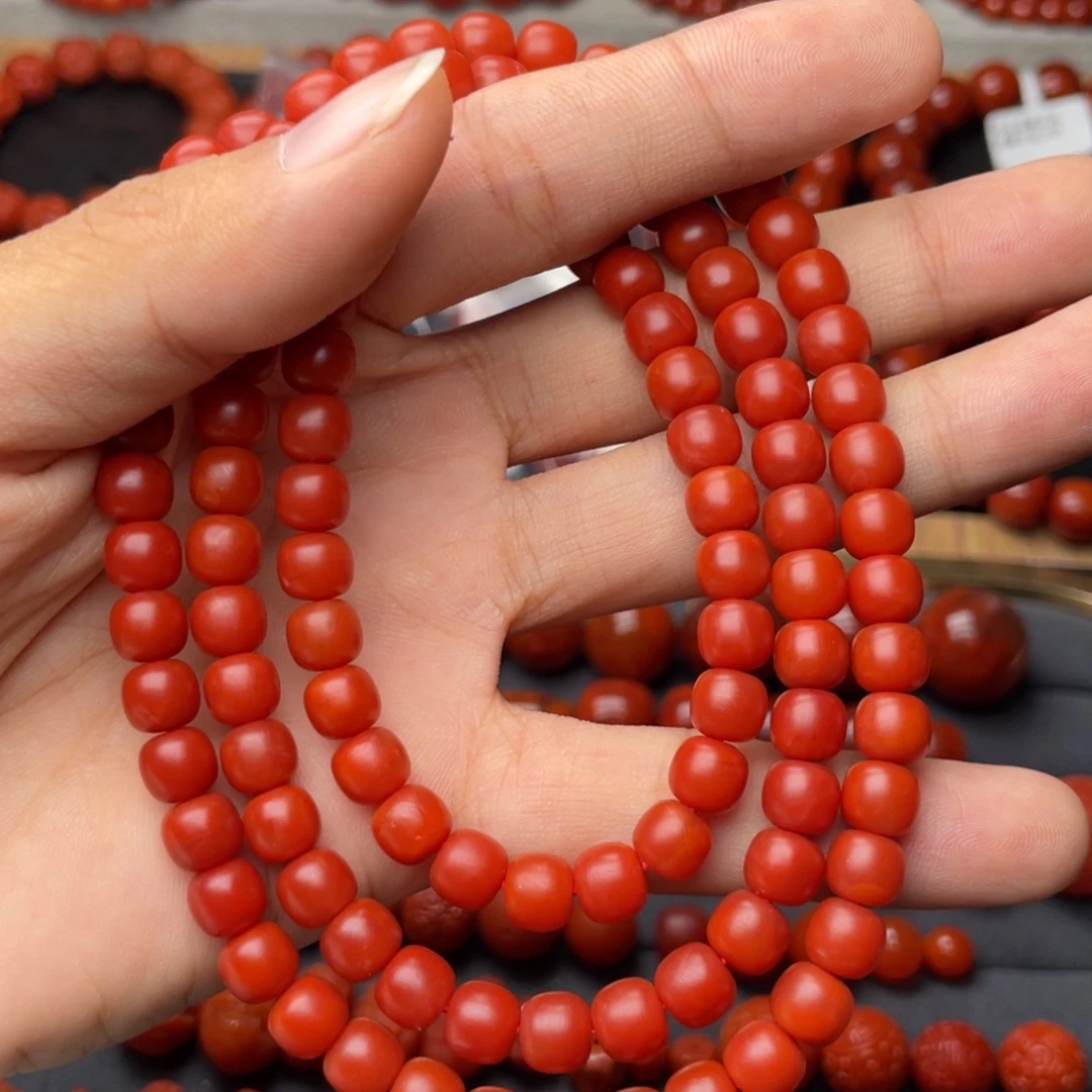 大***i南红玛瑙未镶嵌手串H7mm保山哑光锦红老型长链