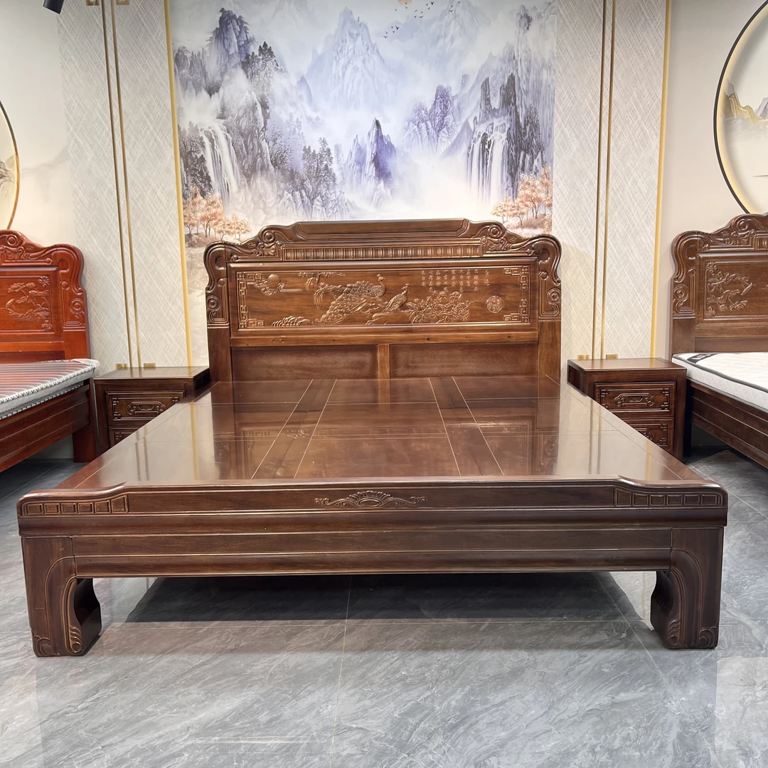 【孔雀报喜】全榫卯明清古典1.8主卧加厚双人1.5大床雕花中式家用