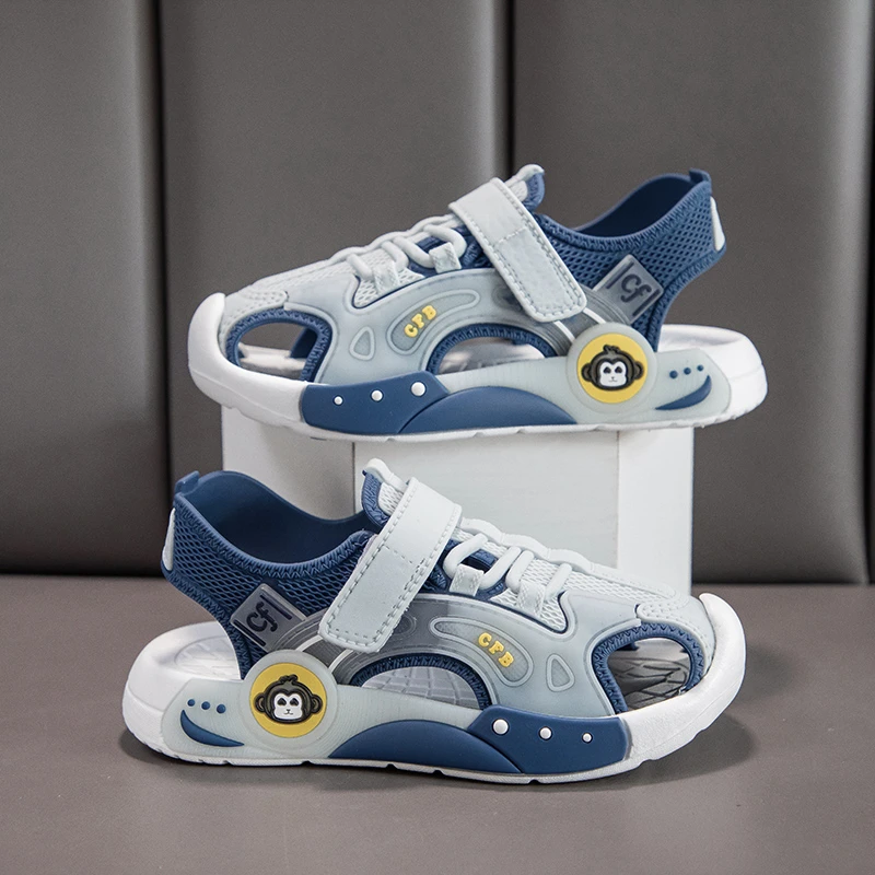 韩版夏季新款防滑软底男女童凉鞋防撞包头中大童男童凉鞋沙滩凉鞋