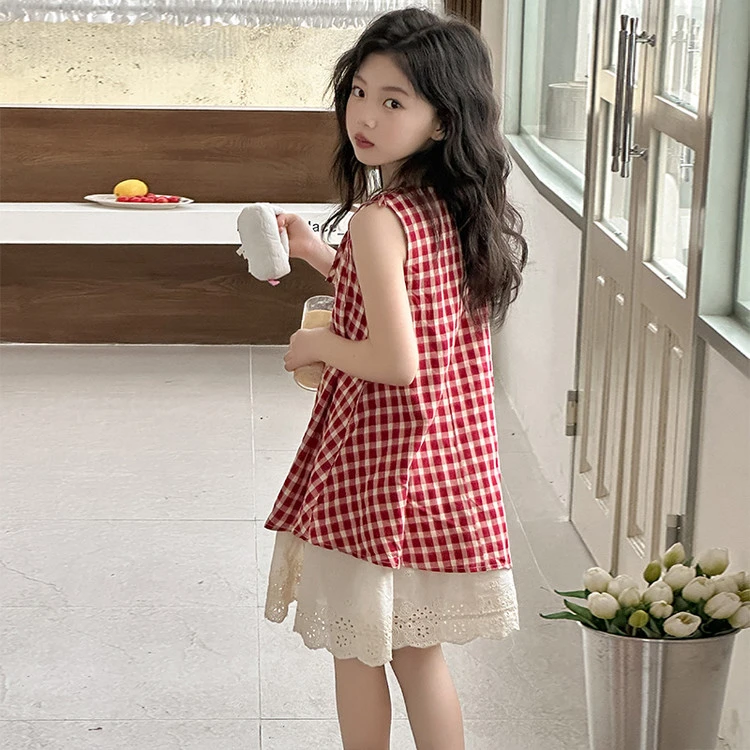 女童连衣裙夏装2025新款洋气时髦大童女孩公主裙儿童夏季背心裙子