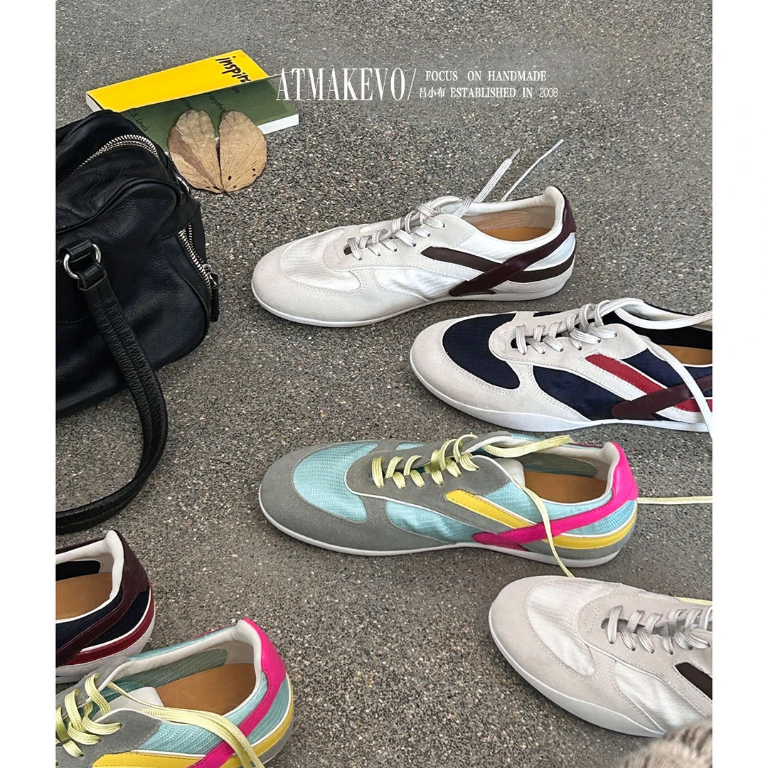 吕小布 | 谬家限定运动风 25年真皮拼接平底透气时尚休闲鞋女0601