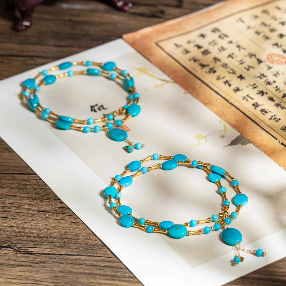 【旷世璀璨盛宴】18k绿松随形蛋面项链多样性发一件B1030254