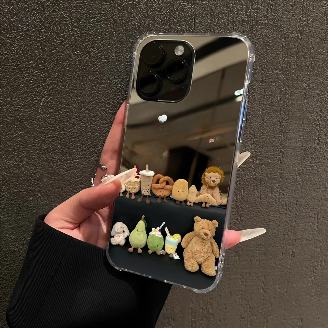 治愈可爱动物适用iPhone15苹果16promax手机壳14镜面13沙发公仔12