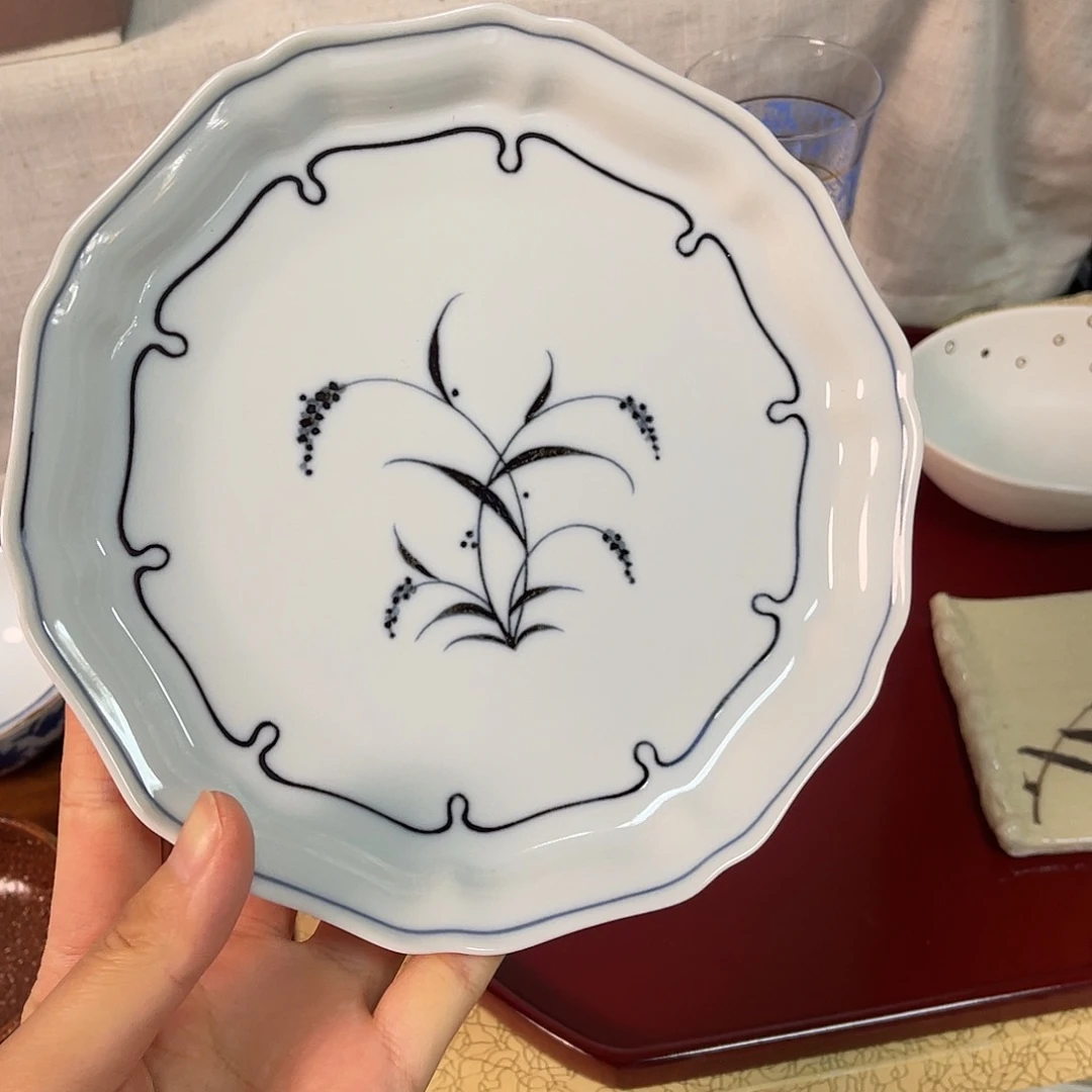 瓷片橘吉法式风芦苇线条盘1